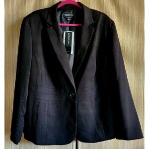 Jones New York Women's Blazer Size 24W Black Stretch Made to Mix Emma Jacket NWT